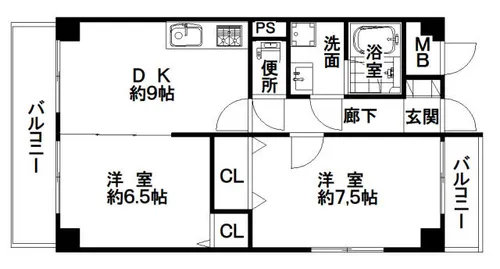 21北堀江【403号室】の間取り