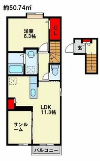 グローリア・ヒデ A棟【201号室】の間取り