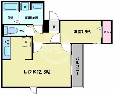 LA MAISON VERTE 西田辺【3階】の間取り