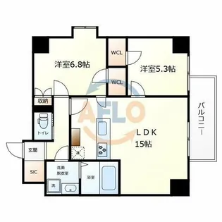 LEGALAND+ABENO SANMEICHO【6階】の間取り
