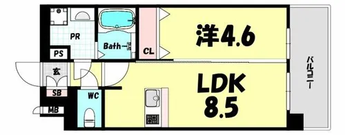 プレサンスKOBEアモーレ【11階】の間取り