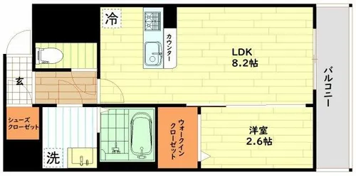 コンフォリア・リヴ南森町Ⅱ【8階】の間取り