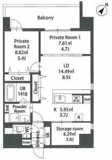 MODERN PALAZZO住吉【1202号室】の間取り