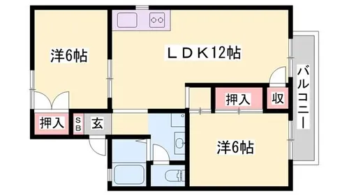 東山ハイツ A棟【102号室】の間取り