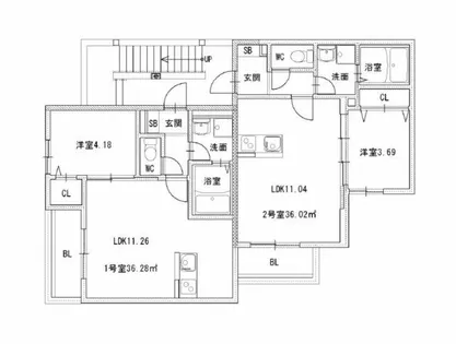 サニーガーデン片江【2階】の間取り