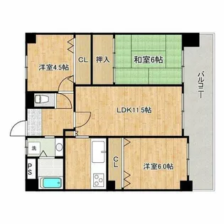 リベラルパレス文の里【6階】の間取り