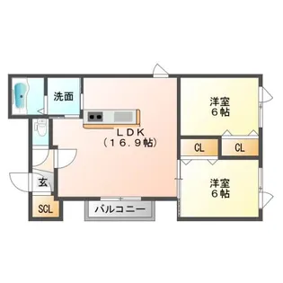 フォンテーヌF8【1階】の間取り
