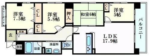 ウェンディーズ・コート新在家【3階】の間取り
