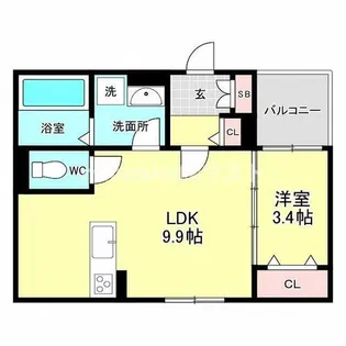 メゾンミロワール天王寺【2階】の間取り