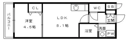 京都府京都市中京区西ノ京式部町【マンション】の間取り