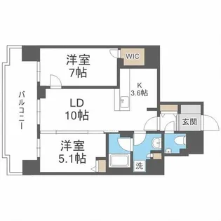 ライオンズ札幌中央レガシア【5階】の間取り