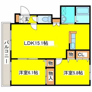大光八番館【102号室】の間取り