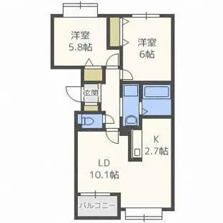 ヴィアーレあいの里Ⅲ【302号室】の間取り