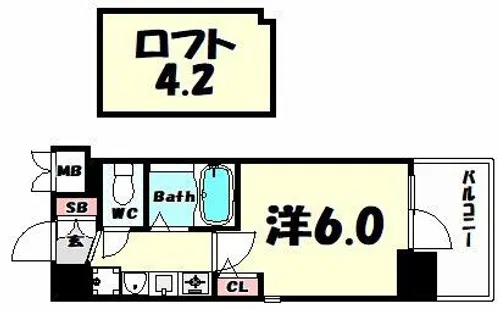 エステムコート三宮駅前ラドゥー【7階】の間取り