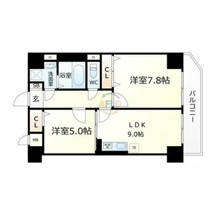 リアライズ今里南【9階】の間取り