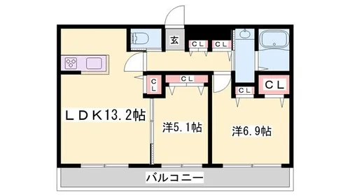 シャーメゾンラプロヴァンス【1階】の間取り