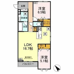 ノヴァーリス恵【1階】の間取り