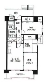 コーシャハイツ瓜破【7階】の間取り
