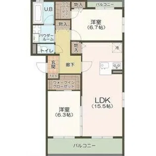ヴェール梅里【1階】の間取り