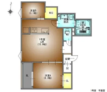 REGALESTセレニティ堀田【1階】の間取り