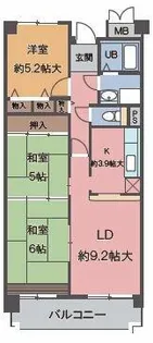 ビオトープ旭ヶ丘【3階】の間取り