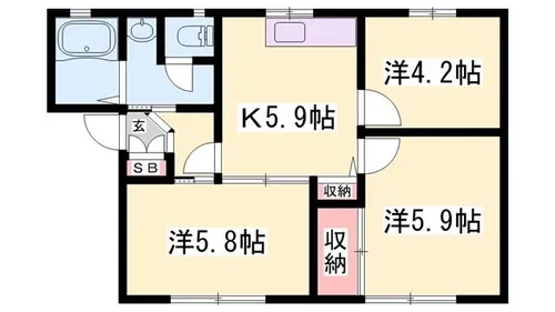 フレグランスアガ【205号室】の間取り