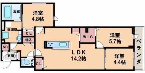 プランドール文の里【3階】の間取り