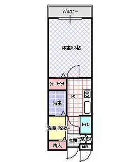 グリーンウィンド【205号室】の間取り