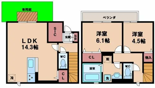 トリシアコートあべのTS【1階】の間取り