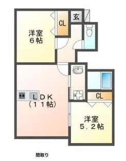トラミッドビラ花田【103号室】の間取り