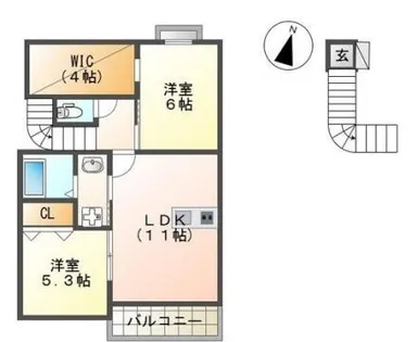 トラミッドビラ花田【202号室】の間取り