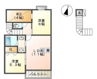 トラミッドビラ花田【202号室】の間取り