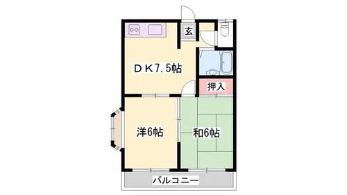 エステートピア丸尾【2-C号室】の間取り