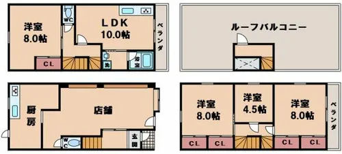大阪府大阪市東住吉区北田辺2丁目【一戸建】の間取り