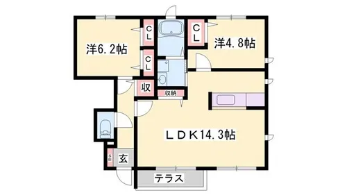 シャーメゾンアミトマーネ【1階】の間取り
