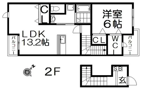 メゾンドルミエールⅠ【2階】の間取り