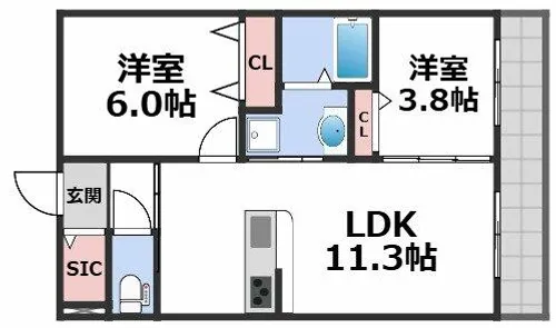 パールコート今里【1階】の間取り