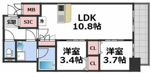スプランディッド弁天町DUE【9階】の間取り