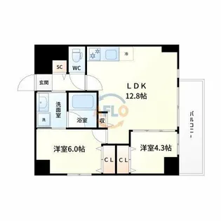 Wood River 新大阪【3階】の間取り