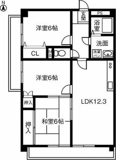 ラフィネ門間【303号室】の間取り
