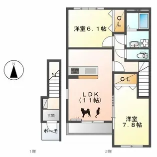 グリーンシティ中新【2階】の間取り