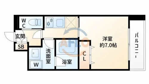 アーバンフラッツ西中島【6階】の間取り