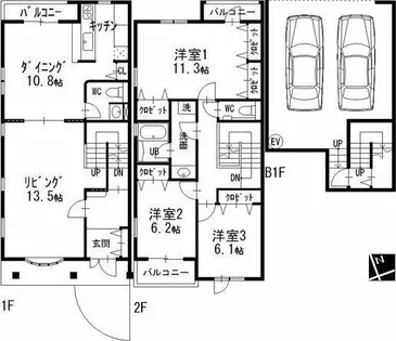 愛知県名古屋市昭和区南山町【一戸建】の間取り