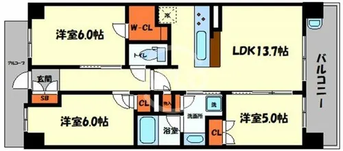 大阪ベイレジデンス【15階】の間取り