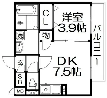 YNレジデンス枚方【203号室】の間取り