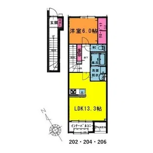 ラシュレH・S【204号室】の間取り