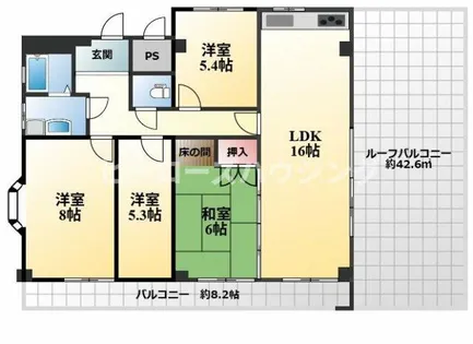 ツインワダ【401号室】の間取り