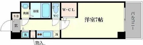 HRフロントリーガル難波WEST【4階】の間取り