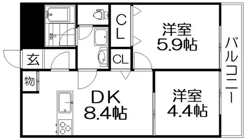 ウィンド・ヒル香里【2階】の間取り
