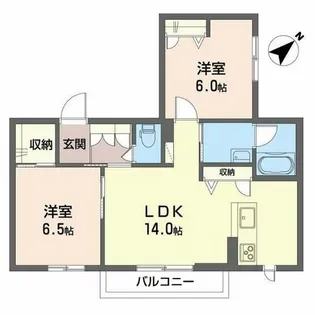 グリーンハイツ河高B棟【2階】の間取り